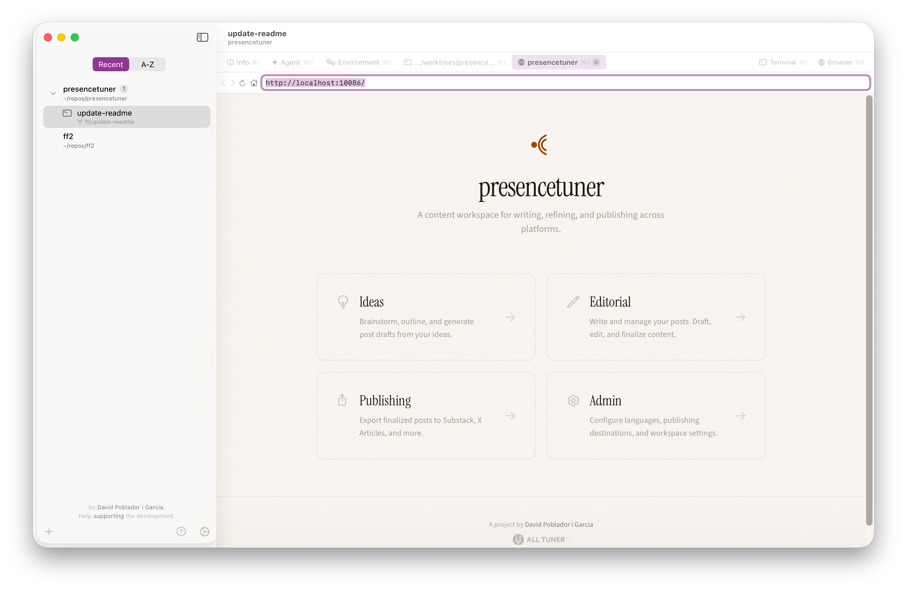 Embedded browser with auto-port detection