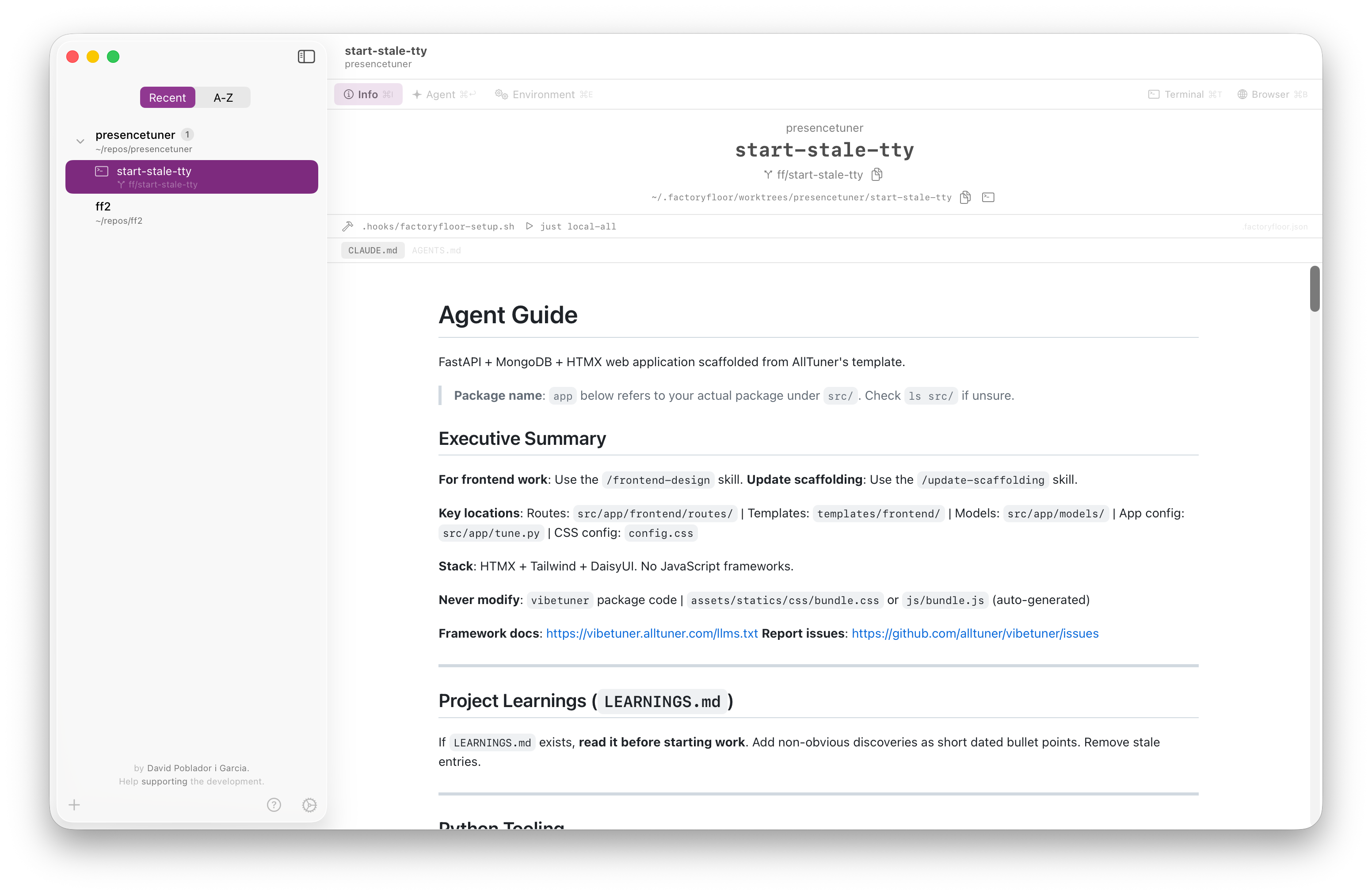 Workstream info with documentation